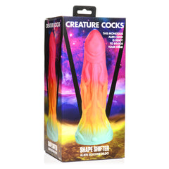 Creature Cocks Shape Shifter Alien Silicone Dildo in retail packaging with cosmic-themed box design