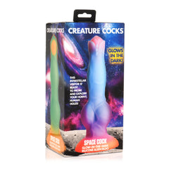 Creature Cocks Space Cock glow-in-the-dark alien dildo shown inside its retail packaging box