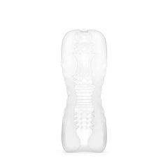 Cross-section cutaway view of Double Oo showing internal ribbed and beaded canal texture