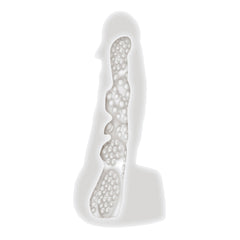 Cross-section cutaway of Stroke & Poke stroker revealing bumped internal channel texture in white