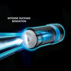 Cross-section graphic highlighting the intense suction airflow system within the device