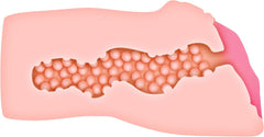 Cross-section illustration of internal beaded canal texture inside the vagina stroker