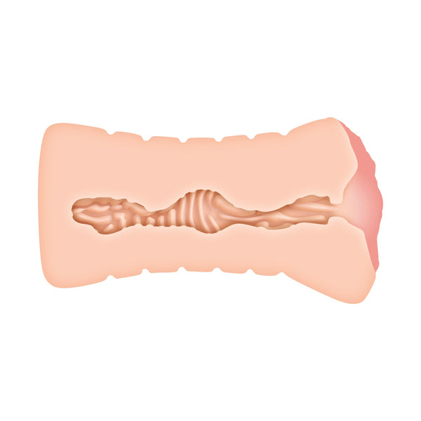 Cross-section view of the Lisa Ann stroker showing textured internal canal detail