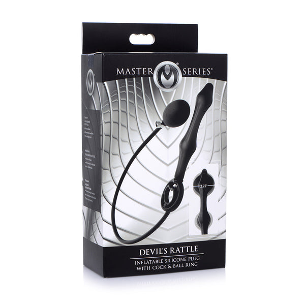 Master Series Devils Rattle Inflatable Plug with Cock and Ball Ring, view 13