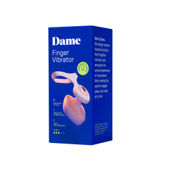 Dame Fin Quartz 2.0 finger vibrator packaging box showing removable tether feature