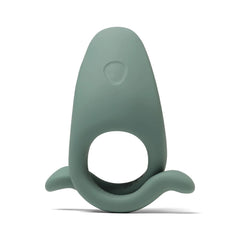 Dame Hug vibrating couples ring in sage green silicone, front hero view showing whale-like shape