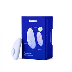 Dame Lay Panty Vibe With Remote in royal blue retail packaging, product displayed