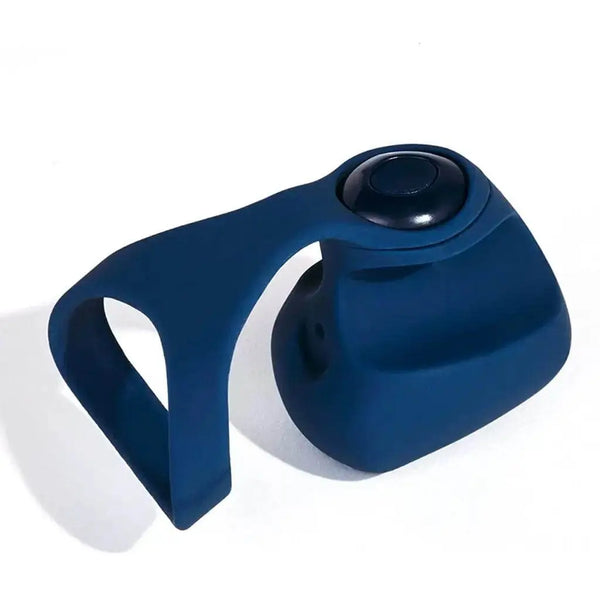 Dame Fin finger vibrator in navy blue silicone, compact dome shape with finger loop