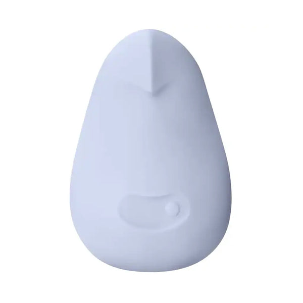 Dame Pom Ice vibrator in soft lavender blue, smooth silicone body with subtle control button
