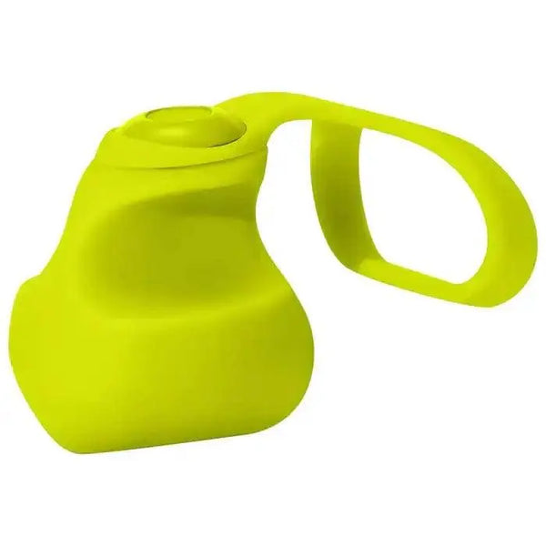 Dame Fin Finger Vibrator in citrus yellow-green with loop handle, soft silicone body