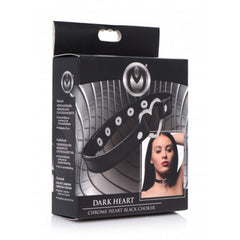 Dark Heart Chrome Heart Black Choker packaging showing adjustable black leather strap with snap closures