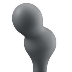 Close-up of Deep Diver's dual spherical bead tip in soft grey body-safe flexible silicone