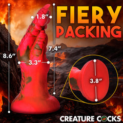 Demon Claw dildo size diagram: 8.6in total length, 3.3in width, 3.8in suction base diameter