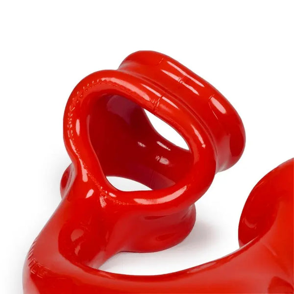Detail view of Alien Tail dual-ring cocklock base in soft red Flex TPR