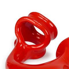 Detail view of Alien Tail dual-ring cocklock base in soft red Flex TPR