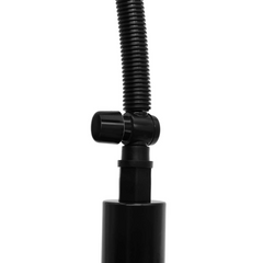 Detail of black flexible corrugated hose connecting to adjustable pressure valve
