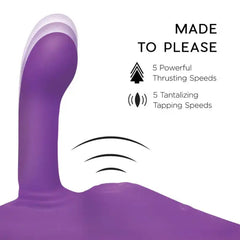 Detail view of Rodeo Rider thrusting dildo head showing 5 speeds and 5 tapping modes in motion