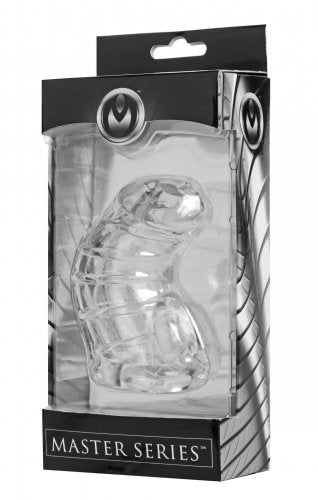 Detained Chastity Cage in retail box with Master Series branding and window panel