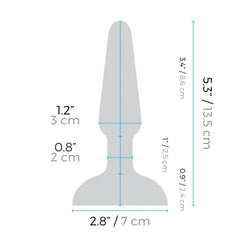 Diagram showing b-Vibe Trio Plug dimensions: 5.3in total length, 1.2in max diameter