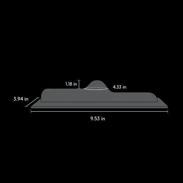 Diagram of Bareback attachment with labeled dimensions: 9.53 in length, 3.94 in width, 4.33 in height