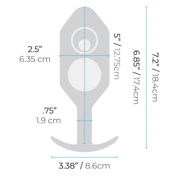 Diagram showing Snug Plug 7 dimensions: 7.2" total length, 2.5" diameter, 6.85" insertable