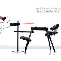 Dicktator sex machine paired with compatible sex furniture chair, sold separately