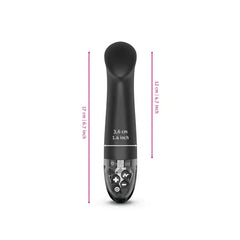 Dimension diagram of black eStim vibrator: 17 cm total length, 3.6 cm diameter