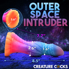 Dimension diagram of the Galactic Cock dildo showing 8.5-inch total length and 2.6-inch girth