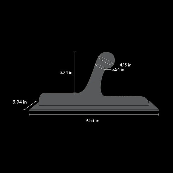 Dimension diagram of Lone Ranger attachment: 9.53in base, 3.74in height, 4.13in bulb