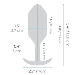 Dimension diagram of Snug Plug 3: 5.4in total length, 1.5in diameter, 4.9in insertable