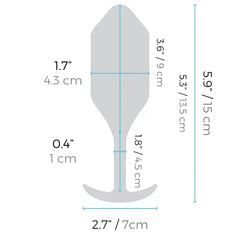 Dimension diagram of snug plug showing 5.9in total length and 1.7in insertable diameter