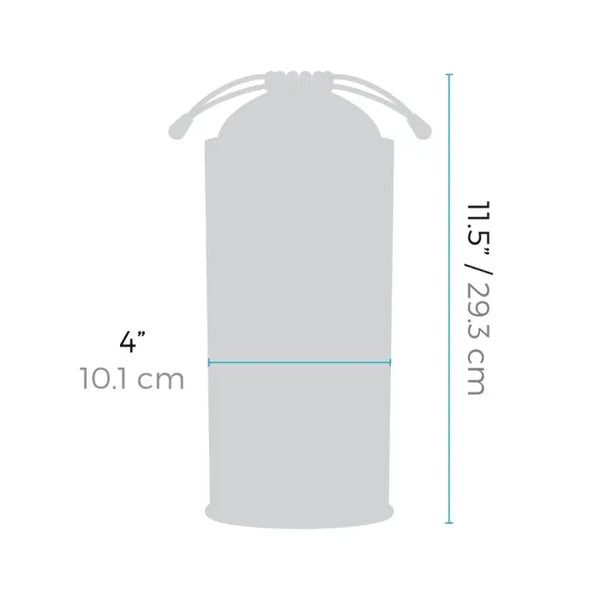 Dimension diagram of UV Sterilizer Pouch showing 4 inches wide and 11.5 inches tall measurements