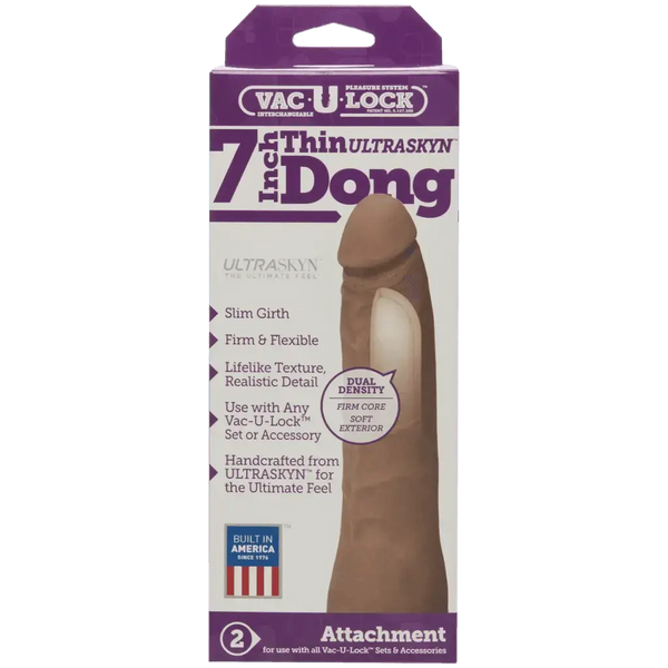 Doc Johnson Vac-U-Lock 7 Inch Thin ULTRASKYN Dong in retail box, dual-density design