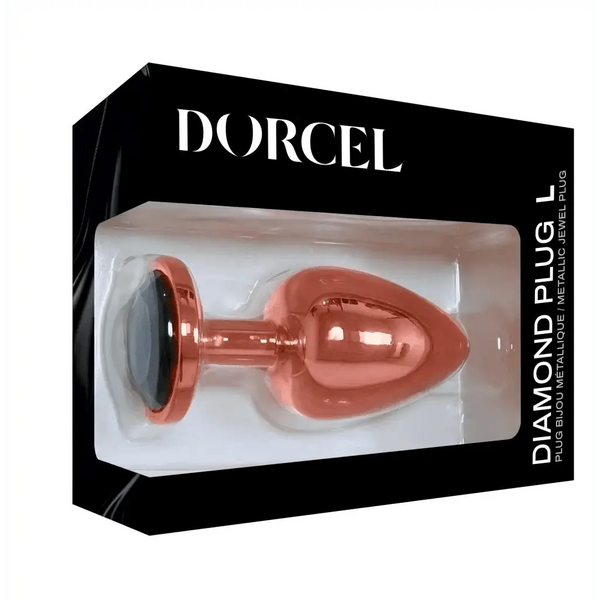 Dorcel Diamond Plug L rose gold metallic jewel plug in black retail box packaging