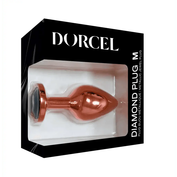 Dorcel Diamond Plug M rose gold anal plug in black retail box packaging
