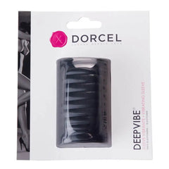 Dorcel Deep Vibe Vibrating Sleeve in black elastomer shown in retail blister packaging