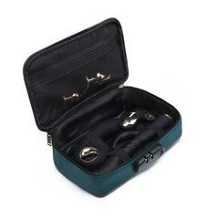 Dorcel Discreet Box open with adult wellness accessories secured by elastic straps inside