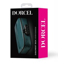 Dorcel Discreet Box retail packaging showing lockable storage case in dark teal