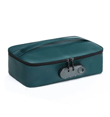 Dorcel Discreet Box in teal green PU leather with combination lock and dual zippers