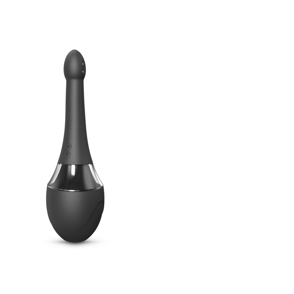 Dorcel Douche Mate Pro anal douche and vibrator in matte black silicone, front view