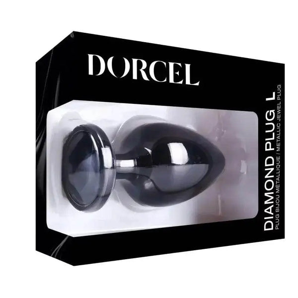 Dorcel Diamond Plug L black metallic jewel plug in branded black display box