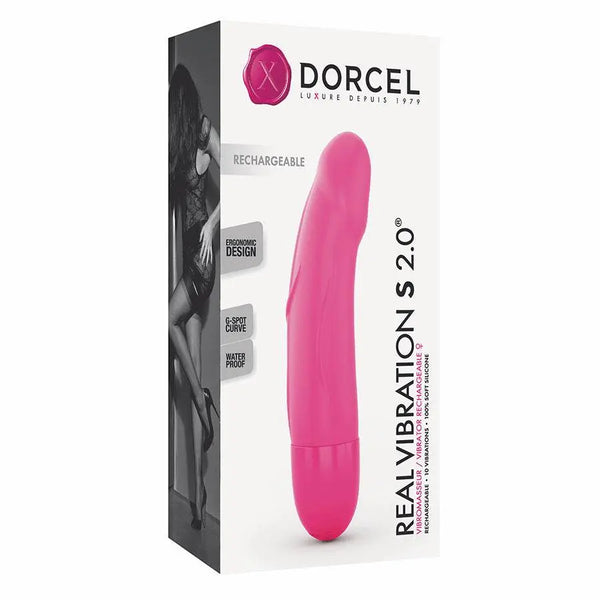 Dorcel Real Vibrations S 2.0 pink vibrator in retail box, rechargeable G-spot design