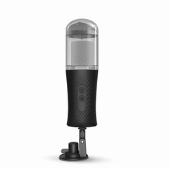 Dorcel Thrust Blow masturbator upright on suction cup base showing two control buttons and textured grip
