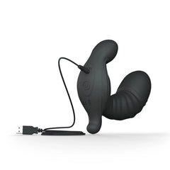 Dorcel Ultimate Expand vibrator connected to USB charging cable, rechargeable