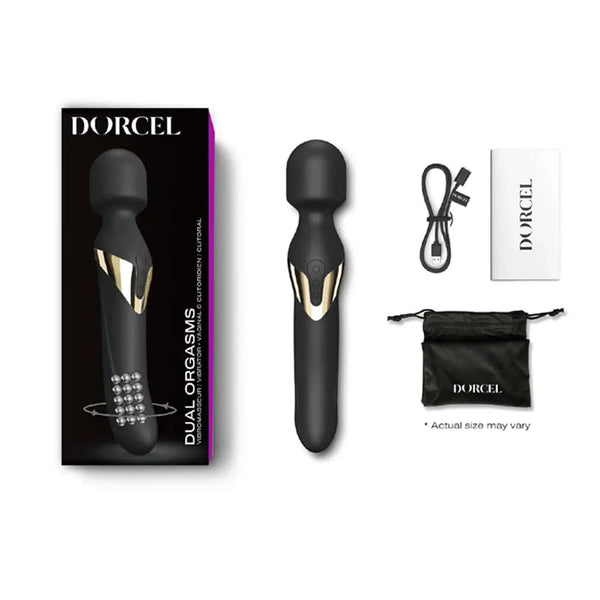 dorcel dual orgasms wand vibrator box and accessories