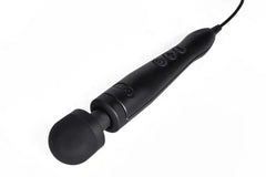 Doxy Die Cast 3 matte black wand massager angled side view showing three control buttons