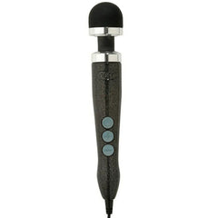 Doxy Die Cast 3 wand massager in black glitter finish with three teal control buttons