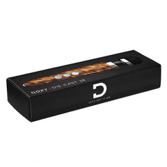 Doxy Die Cast 3R packaging box showing tiger-print wand massager with brand logo