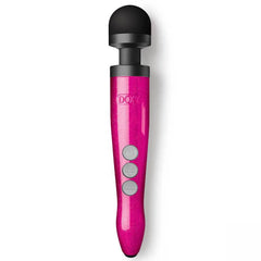 Doxy Die Cast 3R wand massager in hot pink glitter finish with black silicone head