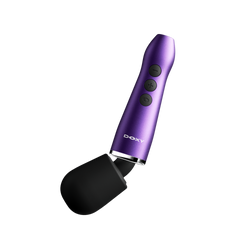 Doxy Go ultra-compact wand massager shown at an angle, highlighting ergonomic handle curve